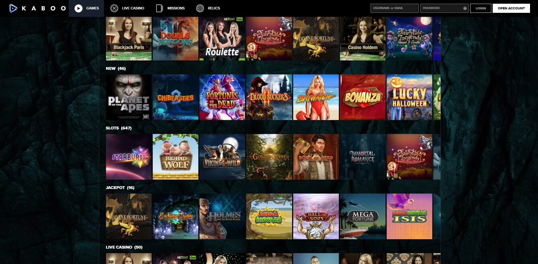 kaboo casino games and slots